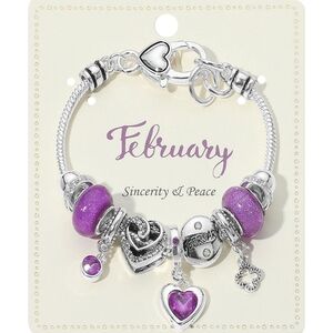 February Birthstone Charm Bracelet